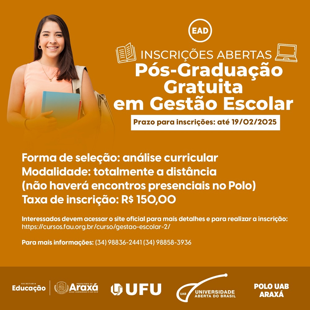 UAB Araxá abre inscrições para curso gratuito de Pós-Graduação em ...